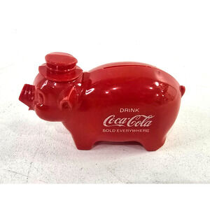 Vintage Coca Cola 4.25" Plastic Pig Wearing Hat